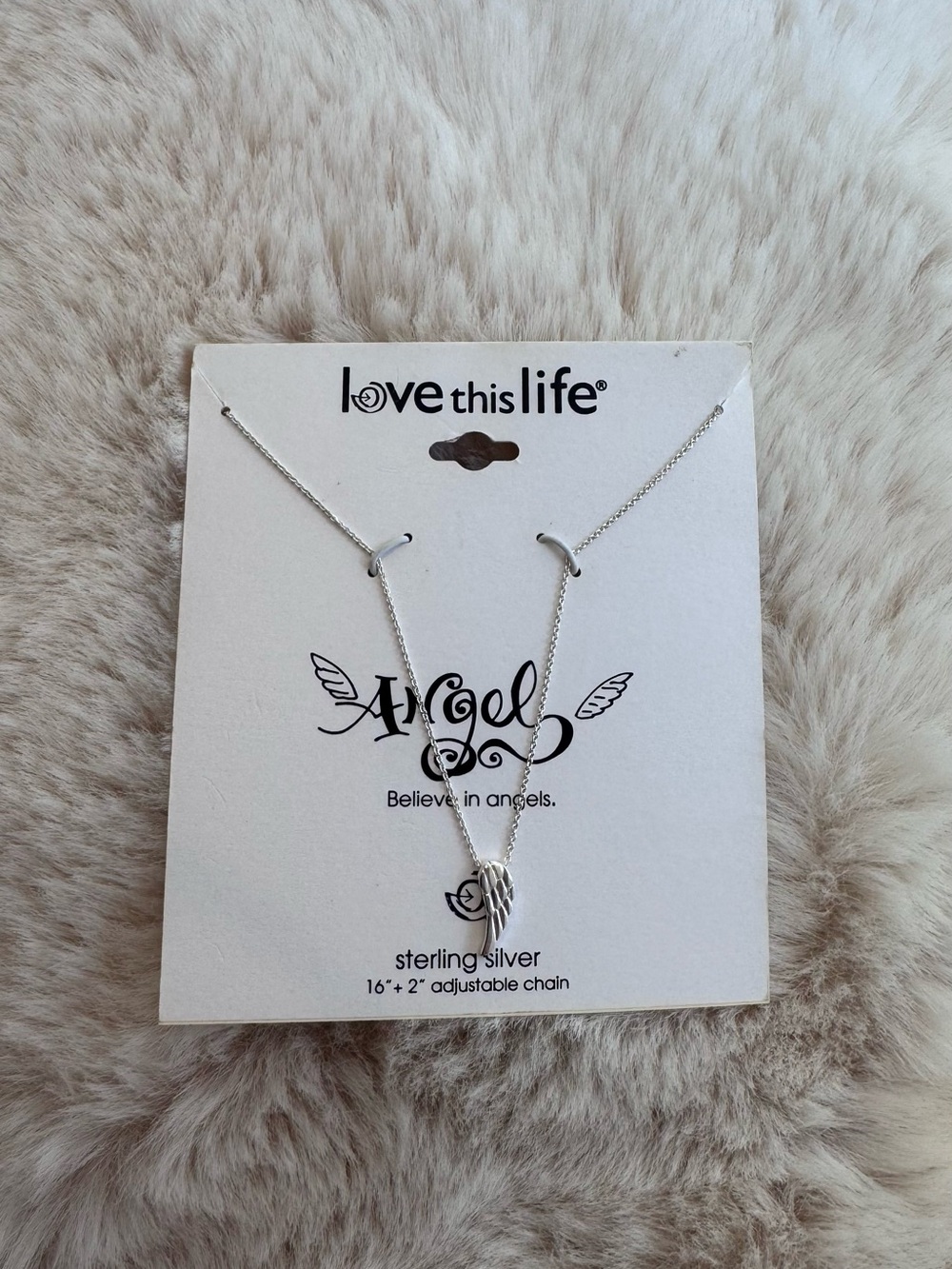Love This Life Sterling Silver Angel Wing Necklace